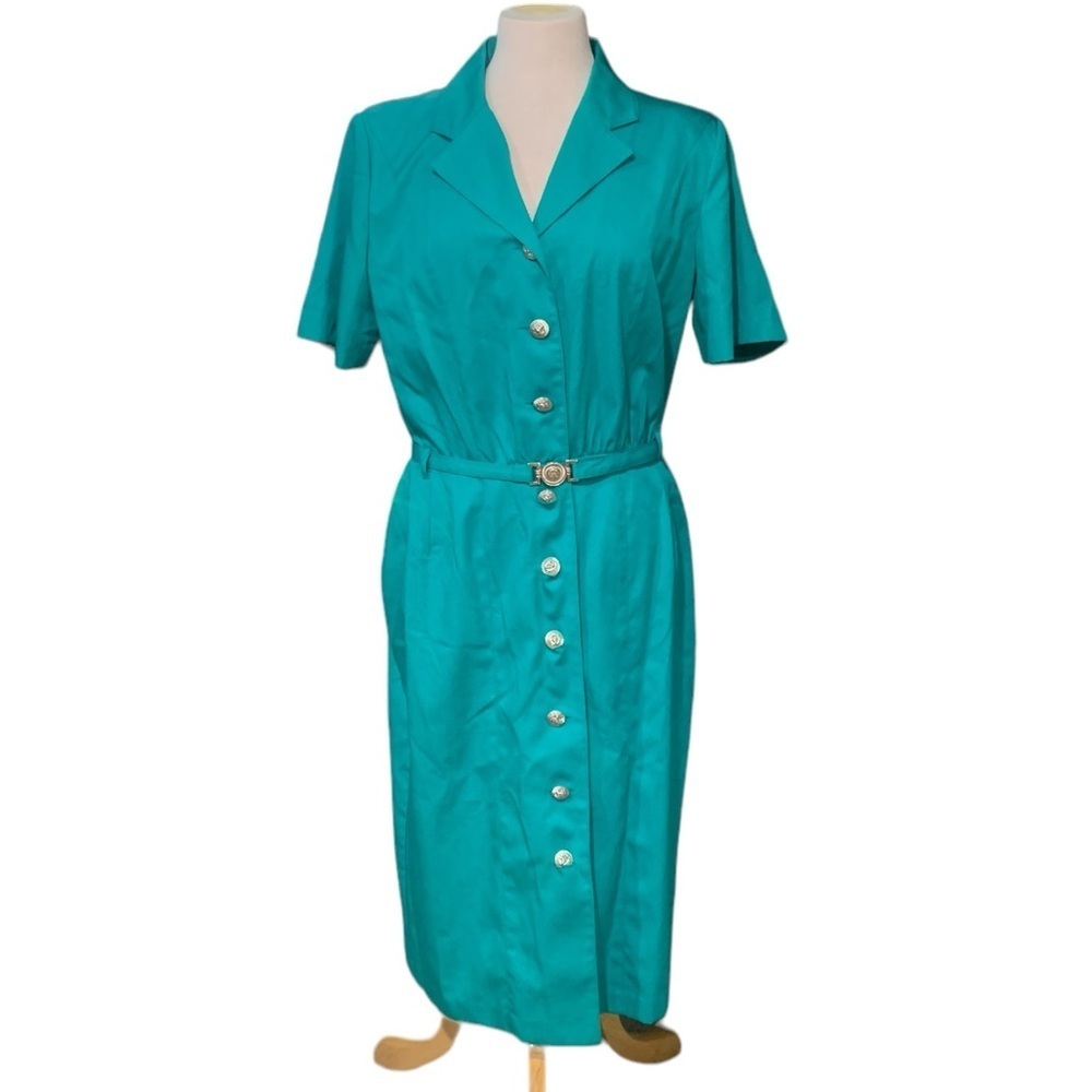 ❤️Vintage Together Brand size 14 turquoise lattice back casual office dress